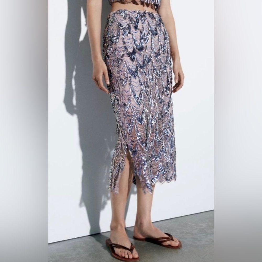 Zara Sequin Midi Skirt